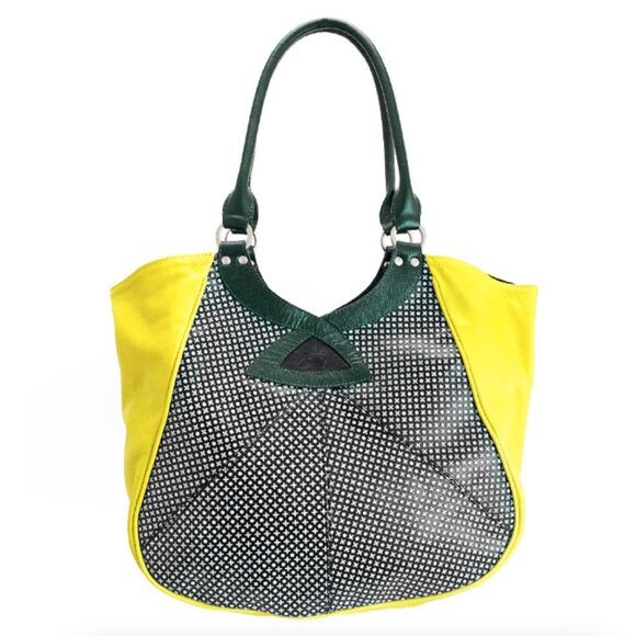 *NEW* F/W 2018 TWIST TOTE BAG, Green/Yellow/Dots, Large. Never used! - Picture 9 of 12